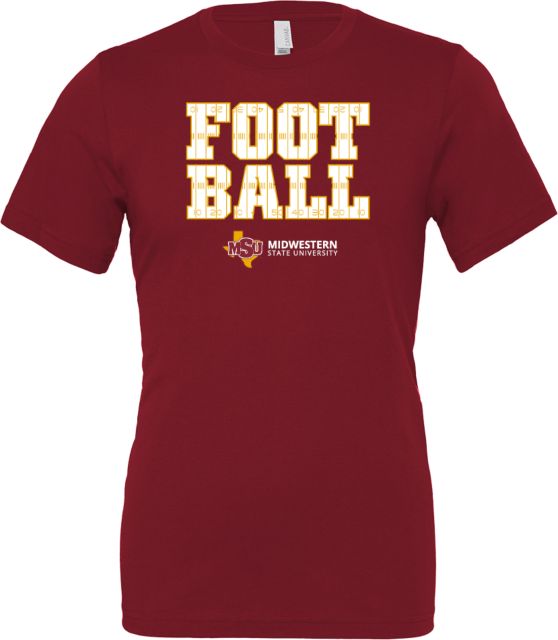 Midwestern State Bella + Canvas Jersey Cotton T Shirt MSU Football Field Lines Text - ONLINE ONLY