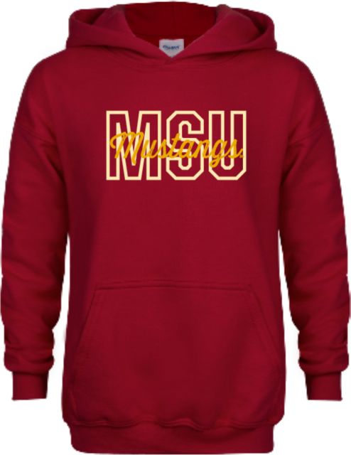 Midwestern State Youth Fleece Hoodie MSU with Mustangs Script Overlayed - ONLINE ONLY