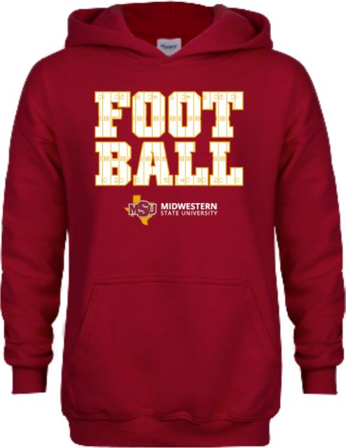 Midwestern State Youth Fleece Hoodie MSU Football Field Lines Text - ONLINE ONLY