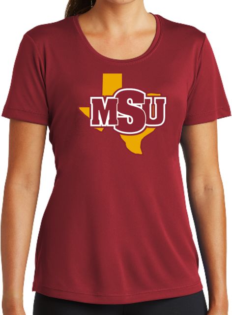 Midwestern State Womens Performance Short Sleeve Tee MSU Logo - ONLINE ONLY