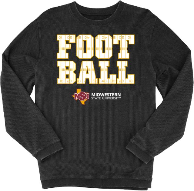 Midwestern State Boxercraft Womens Corded Crew MSU Football Field Lines Text - ONLINE ONLY