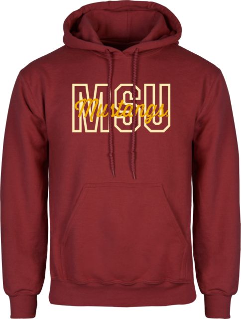 Midwestern State Fleece Hoodie MSU with Mustangs Script Overlayed - ONLINE ONLY