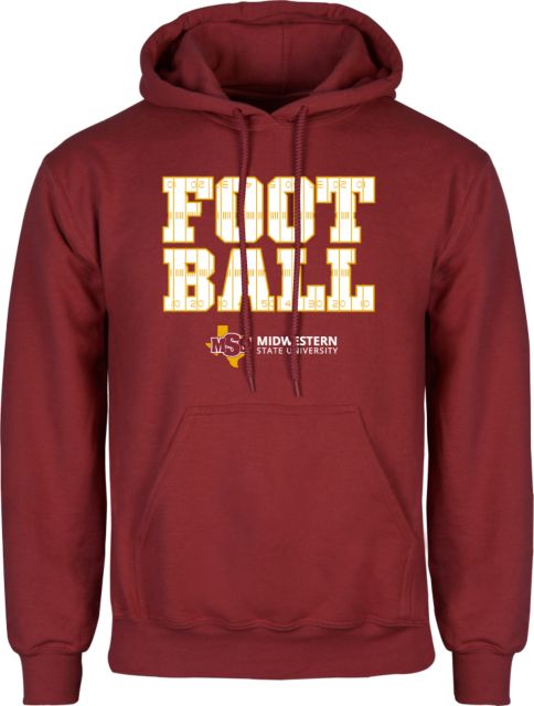 Midwestern State Fleece Hoodie MSU Football Field Lines Text - ONLINE ONLY
