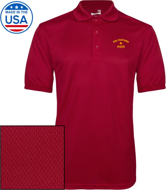 Midwestern State Dry Mesh Polo Mom - MSU Mustangs Arched - ONLINE ONLY
